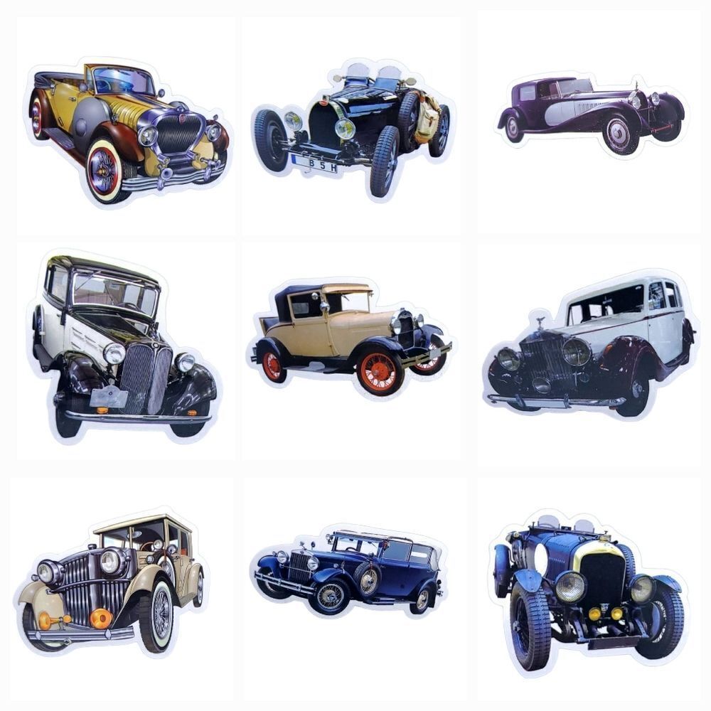 Classic Cars Decals Antique Roadsters Stickers Vintage Coupe Motor Variety Pack